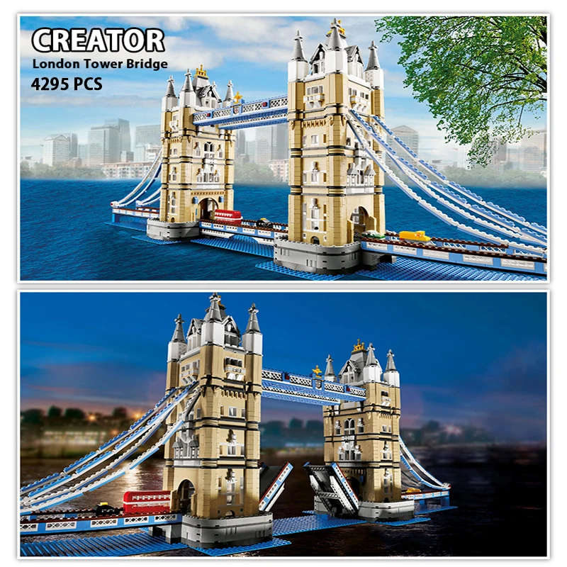 

88001 With LED Lamps CREATOR London Tower Bridge Building blocks bricks Compatible legoingLYs 10214 Kid Architecture Toys Gifts