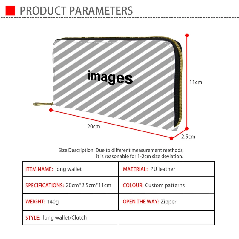 Tanie Coloranimal moda kobiety portfele Zipper torebki The nightmare before christmas Print luksusowy skórzany portfel dla pań Clutch Bag