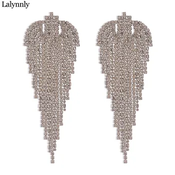 

Lalynnly Crystal Earrings Flower Shaped Drop Earrings Rhinestone Dangle Earrings Elegant Sweet Ear Jewelry Wedding Bijoux E8499