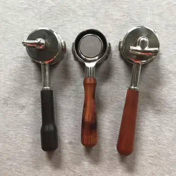 

58MM Coffee Machine Bottomless Filter Holder Solid Wooden Handle Professional 304 Stainless Steel Coffee Tools For E61