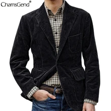 Chamsgend мужской пиджак, повседневный деловой вельветовый однобортный мужской пиджак с длинным рукавом, мужские свадебные пальто# 4z