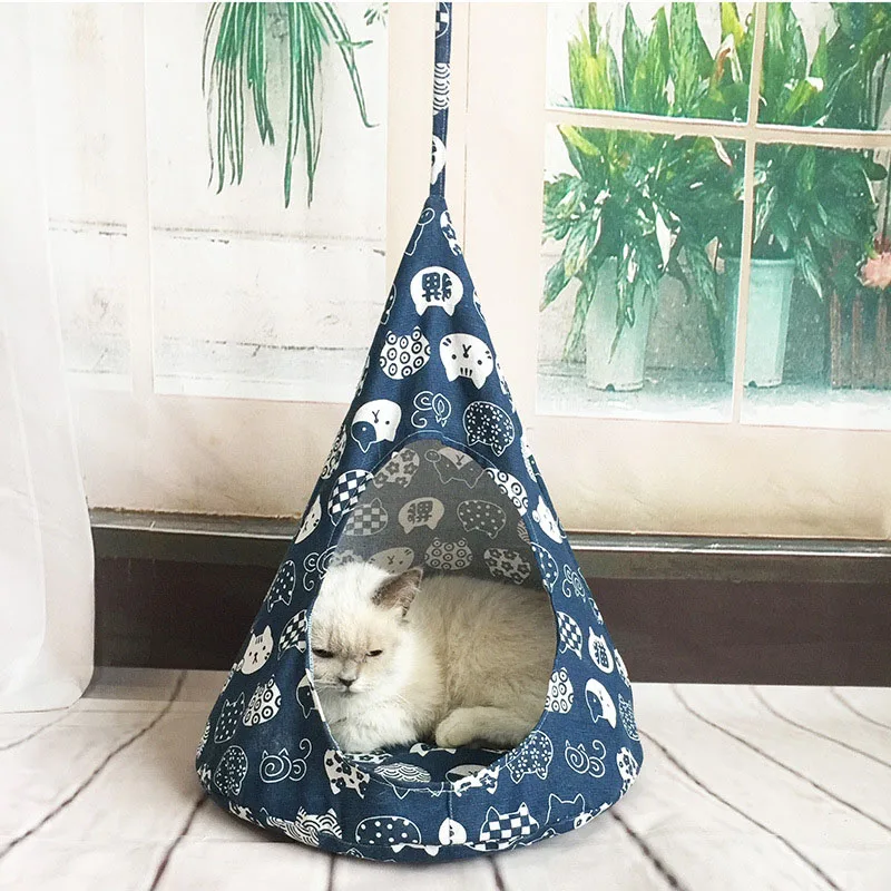 Маленький гамак для домашних животных кровать коническая из дышащего хлопка губка палатка подвесная клетка котенок подвесная корзина со стальным кольцом щенок поставки