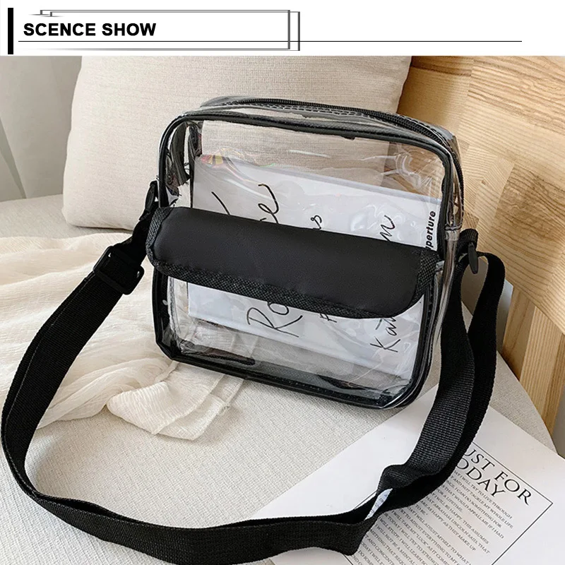 Casual Messenger Bag PVC Waterproof Multifunction Shoulder Bag for Travel Portable Phone Coin Card Purse Female Crossbody Bag