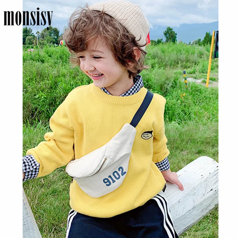 Monsisy поясная сумка для детей холщовая мальчиков и девочек детская на молнии