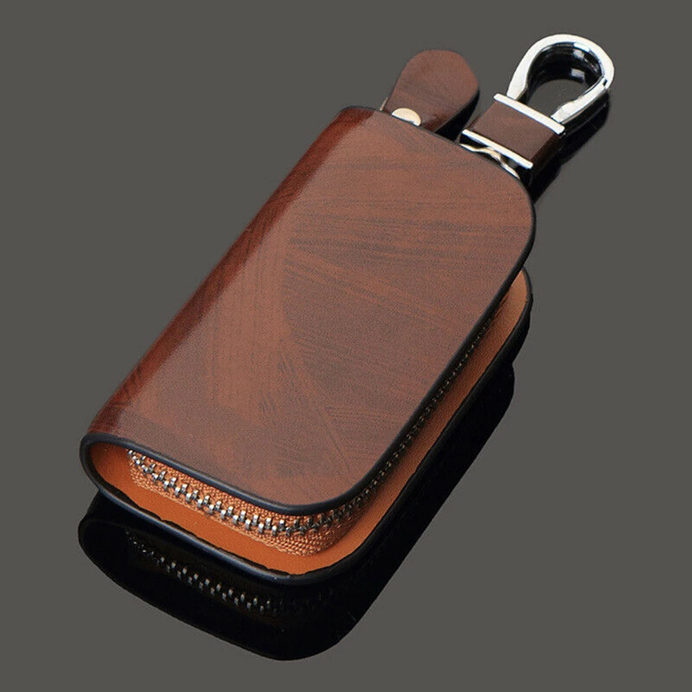 Smart Car Key case Remote Leather Housing Anti scratch Cover Protector Zipper Conveniently fits IDs, key chain, loose change acc