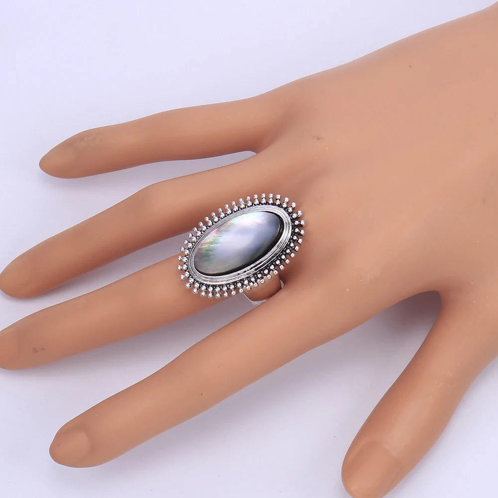 

Bohemian Natural Sea Shell Antique Silver Ring for Women Fashion Summer Beach Shell Jewelry Adjustable Finger Rings 2019 New