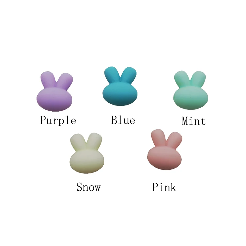 Chenkai 20PCS BPA Free Silicone Rabbit Beads Baby Chewable Soothing Teething Beads For Infant Pacifier Bracelet Necklace Chain