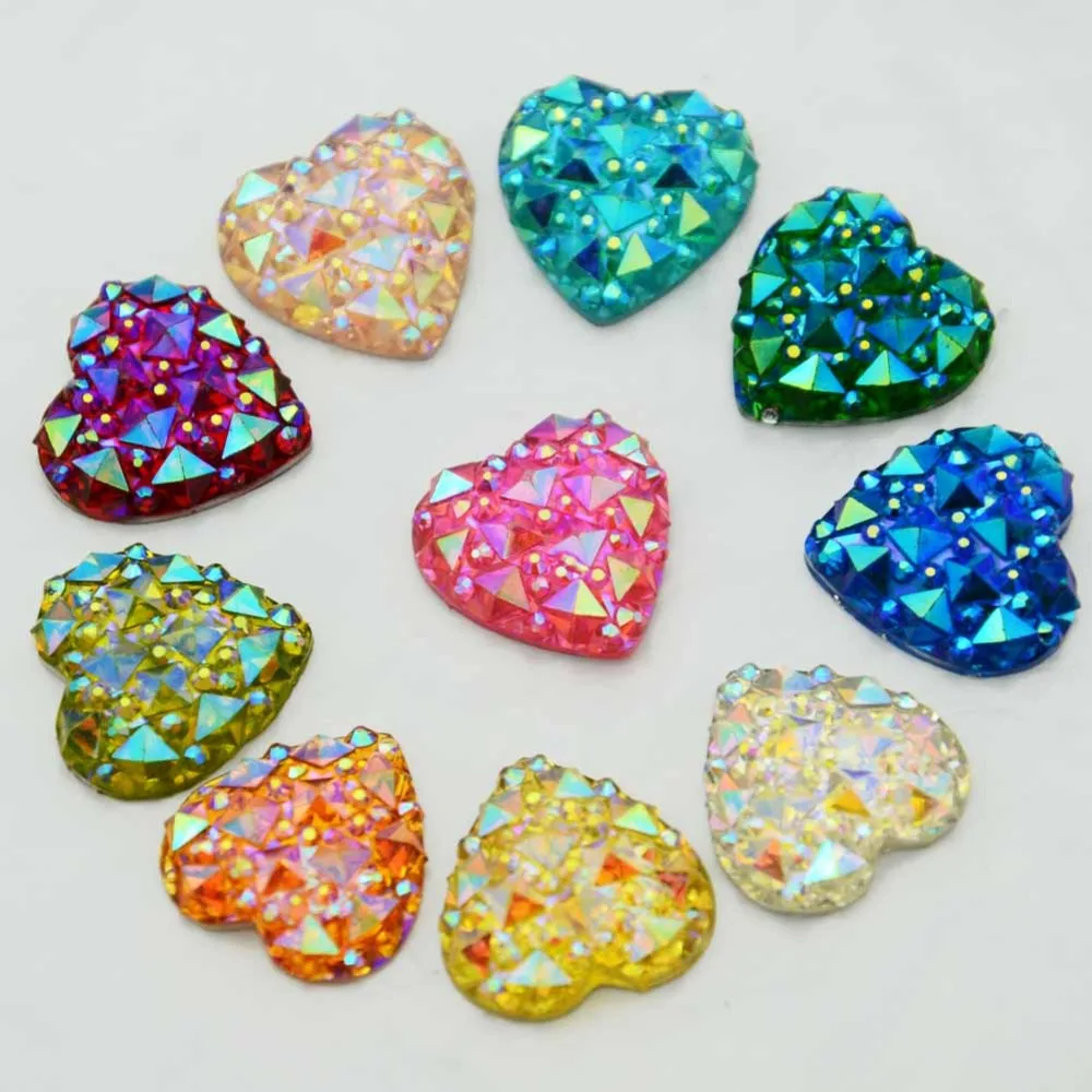 BOLIAO 40pcs 16mm Heart Resin Rhinestone Flatback/Wedding Home Bags Holiday Handmade Art Work Decoration DIY | Дом и сад
