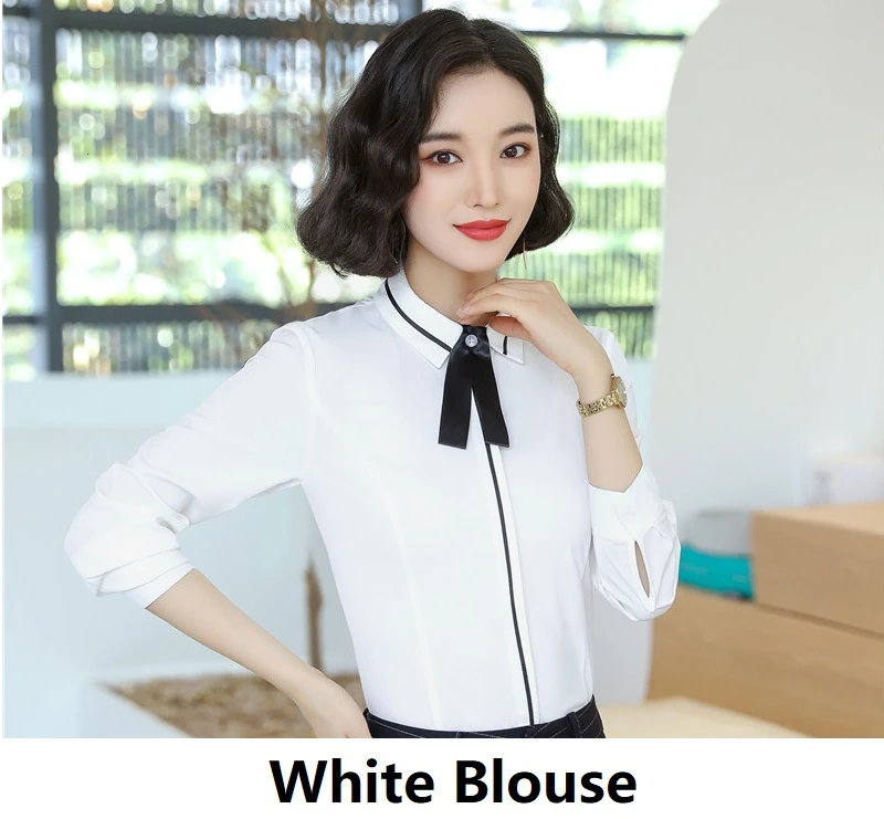 White Blouse Модные Полосатые Формальные форменные дизайнерские брючные костюмы, весна-осень, Женская деловая рабочая одежда, женские офисные стильные профессиональные блейзеры - Цвет: White Blouse