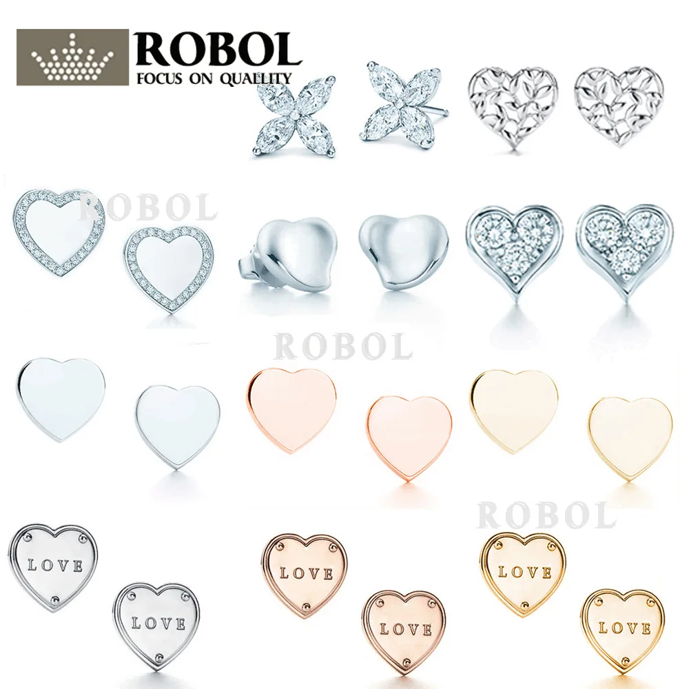 

ED TFB TTFF Original Sterling Silver 925 Quality Charm Stud Earrings Engraved Inscription FOR Woman Original Model Production