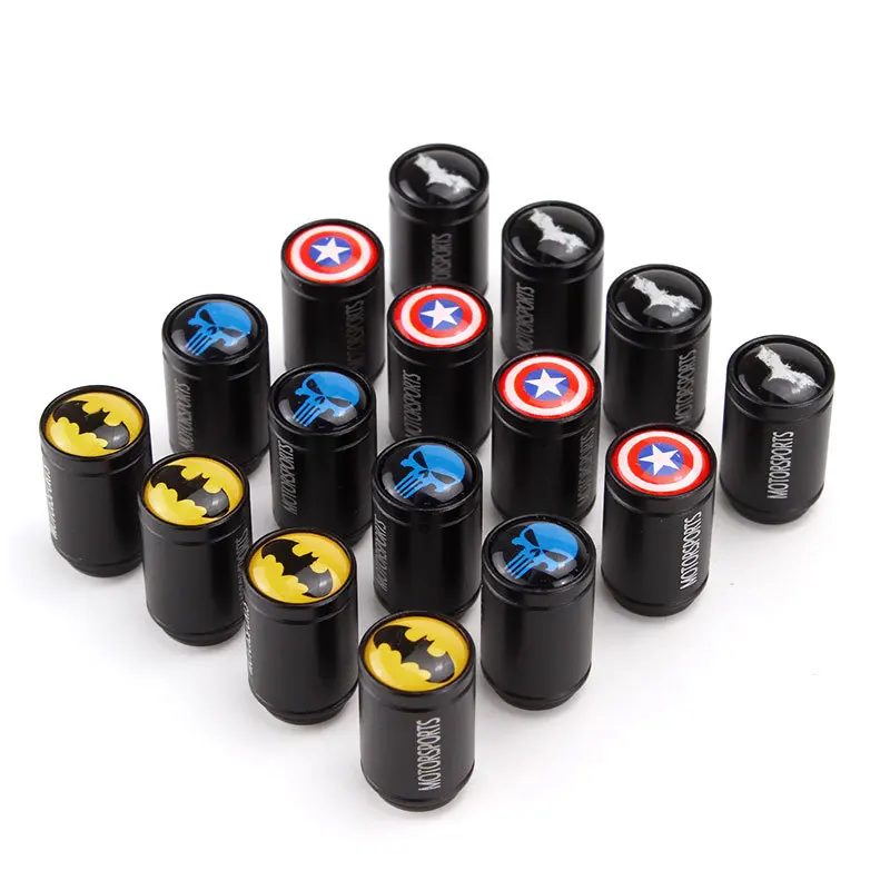 

4 Pcs/Set Car Universal Tire Valve Caps Bat Skull Creative Aluminum Alloy Valve Core Covers Dustproof and Leakproof