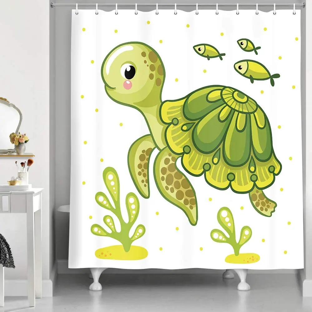 

Занавеска для душа в виде милой морской черепахи, детская мультяшная черепаха, рыба, морской волны, очень длинные морские животные для детей...