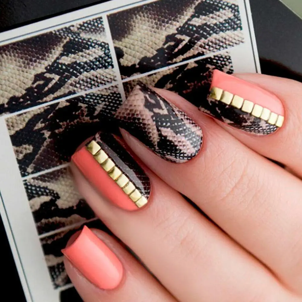 1 лист змеиная кожа водяные наклейки для ногтей искусство водные горки бумажные