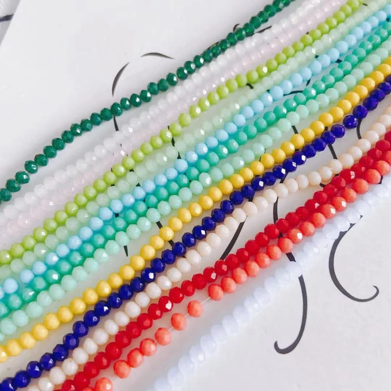 

Simple Handmade Beaded Crystal Glass Faceted Colorful Solid Color Necklace Bracelet Material Accessories