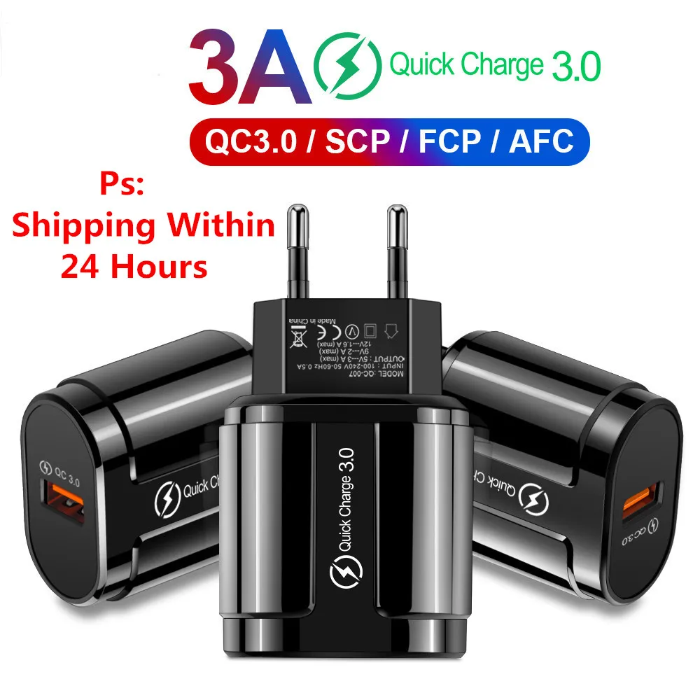 

18W Quick Charge 3.0 Fast Charging EU USB Portable Charger QC 3.0 4.0 Mobile Phone Charger For iPhone 11 Samsung Xiaomi Huawei