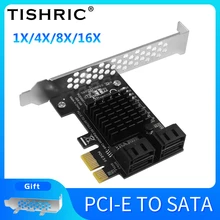 Tishric Pcie Sata Pci Sata Controller 1X 4X Sata Pci-E Adapter 6Gbps 4/6/8/10 Card Slot interface Uitbreidingskaart Ondersteuning Ssd