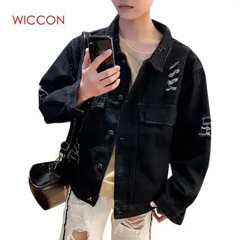 

2020 Spring New Denim Jacket Men Fashion Wash Retro Hole Bomber Jacket Men Streetwear Hip Hop Coat Trend Wild Male Clothes