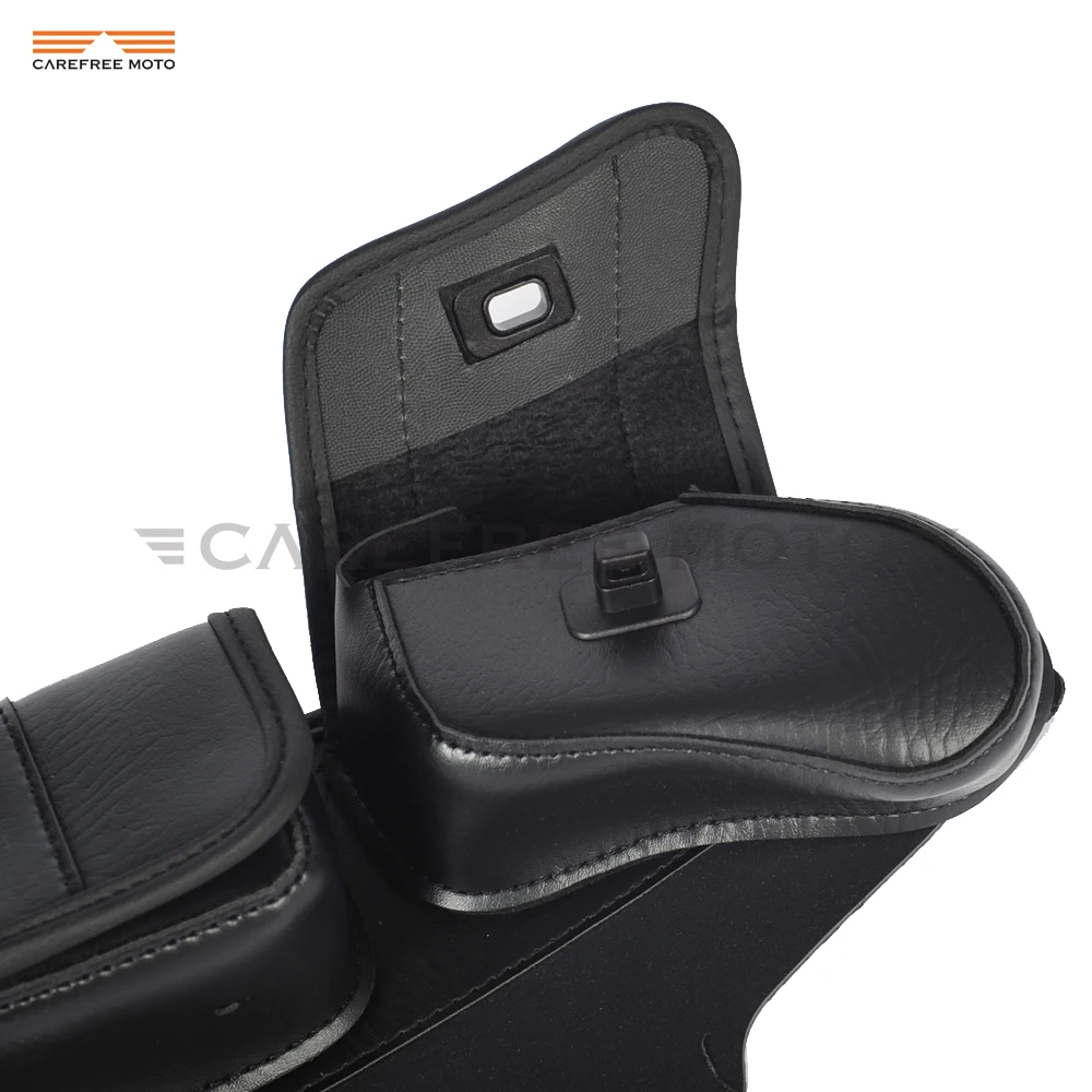 Black Motorcycle Windshield Bag Saddle 3 Pouch Pocket case for Harley Davidson Touring 1996-2013