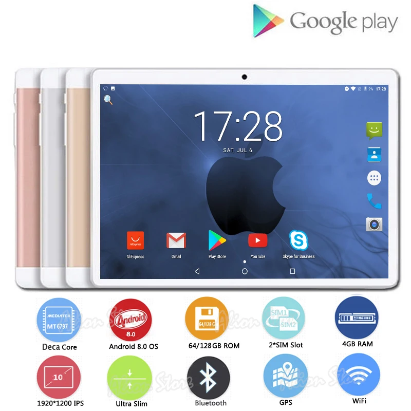 

Fashion 1920*1200 IPS HD 10 inch 4G LTE Tablets Deca Core Android 8.0 RAM 4GB ROM 128GB Dual SIM Cards 10.1 inch Tablet PCs+Gifs