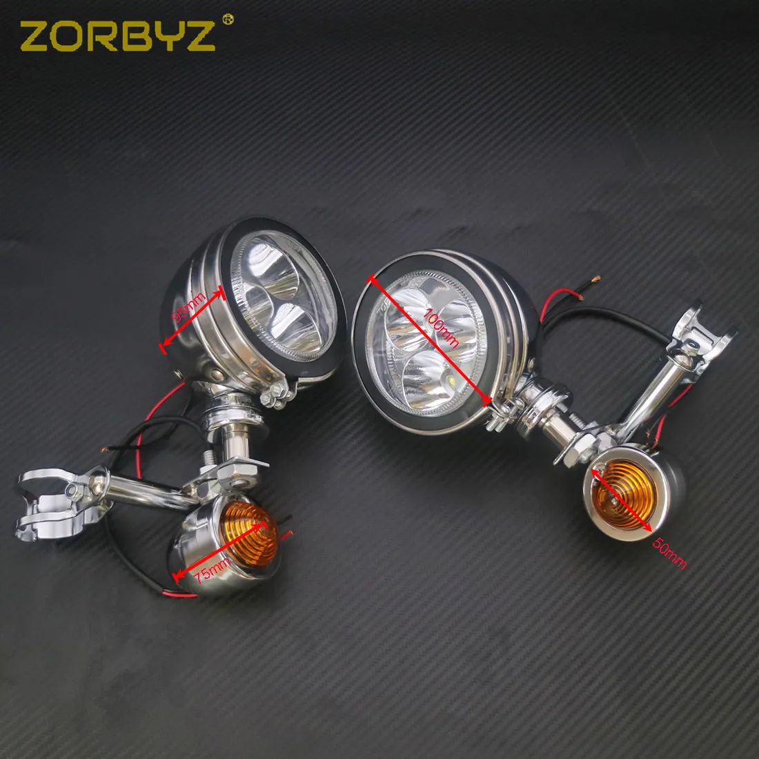 ZORBYZ мотоциклетные Хромированные Металлические точечные Противотуманные фары с поворотным сигналом для Harley Honda Kawasaki туристический мотоцикл