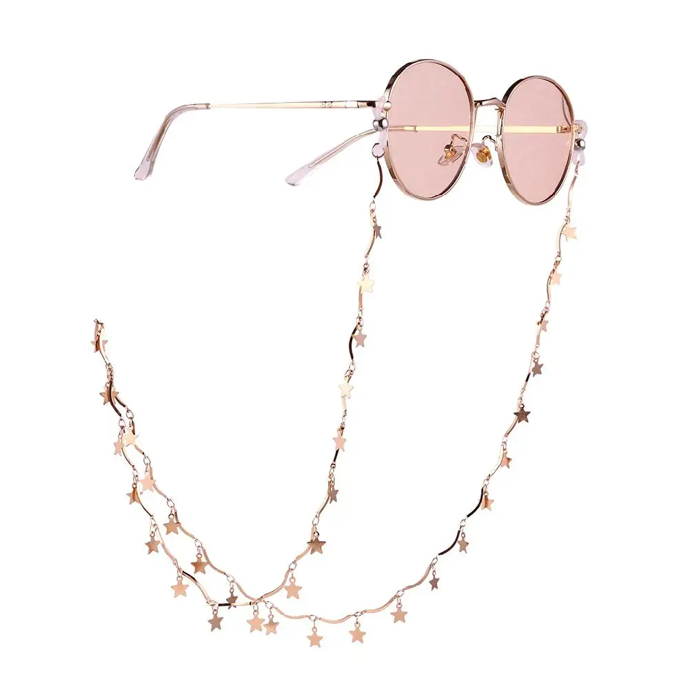 

Chic Womens Gold Star Shape Anti-Slip Eyeglass Chains Sunglasses Reading Glasses Chain Eyewears Cord Holder Neck Strap Lanyard