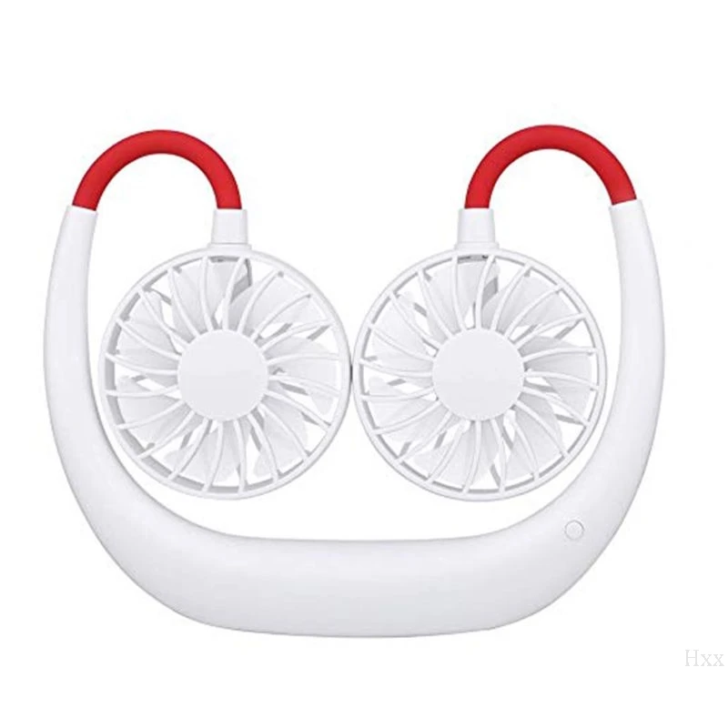 Hands-free шейный ремешок руки-свободно висящий USB Перезаряжаемый двойной вентилятор мини-вентилятор летний портативный