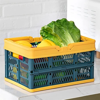 

Folding Storage Basket Portable Food Snack Picnic Shopping Convenient Hand Basket Home Multi-Purpose Basket