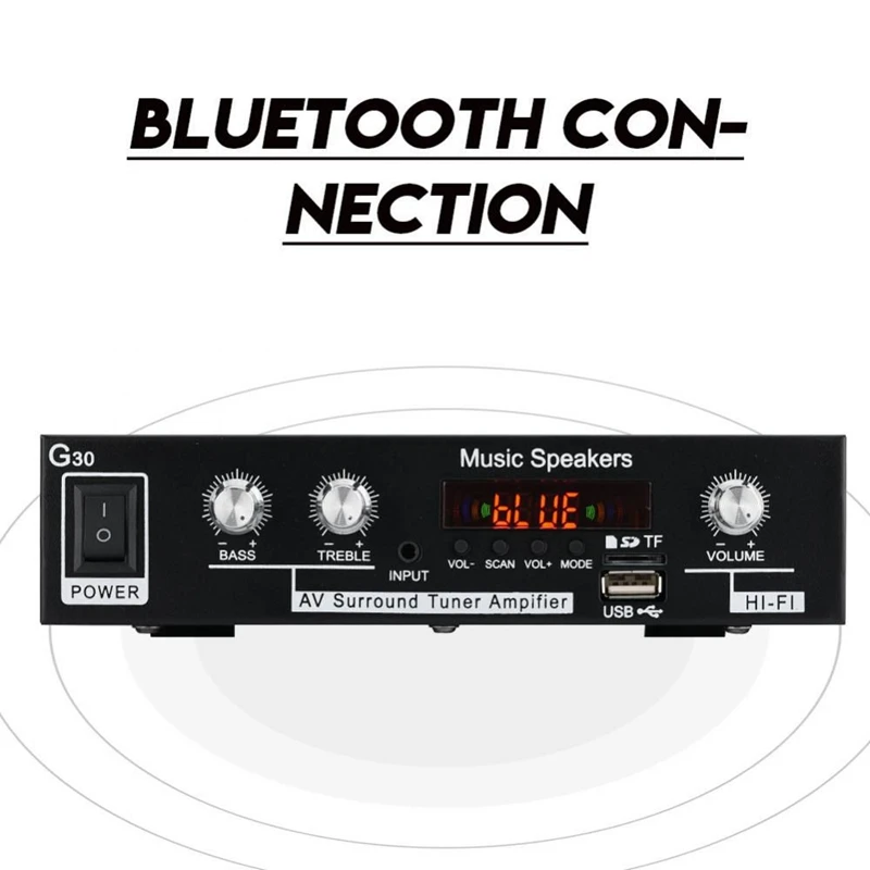 AMS-EU-plug G30 MP3 музыкальный двухканальный датчик USB/TF карта/AUX Bluetooth HiFi усилитель fm-радио с пультом дистанционного управления