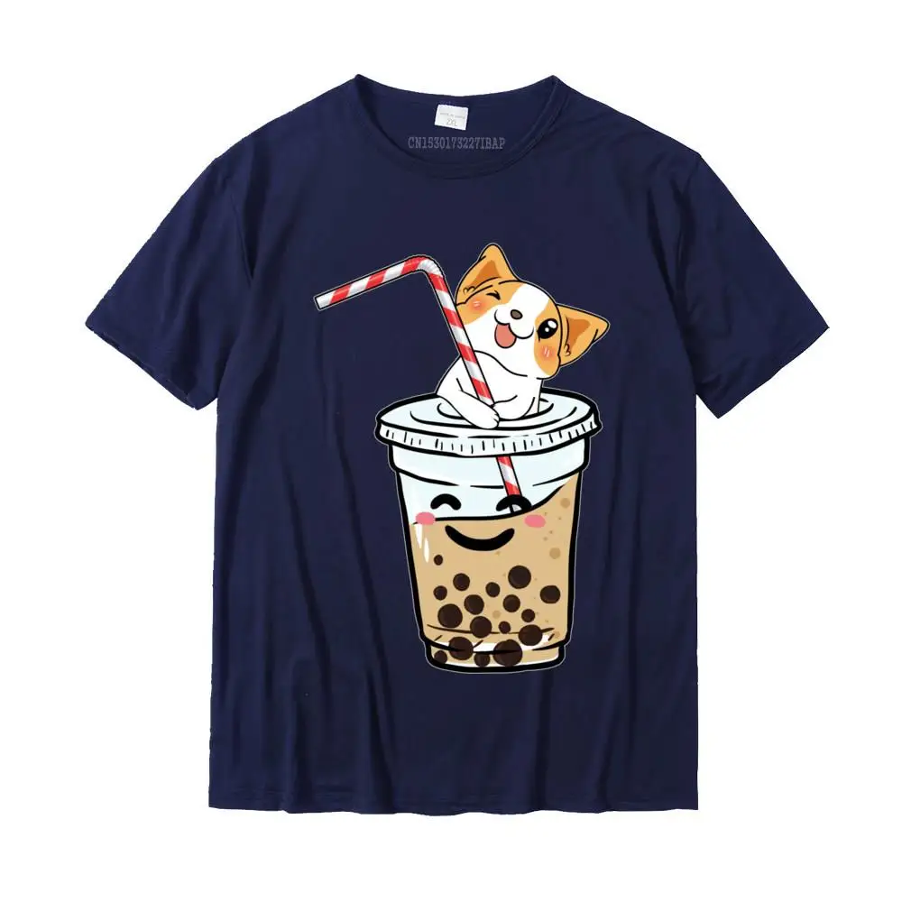 Normal Summer 100% Cotton Round Neck Tees Short Sleeve Casual T Shirts Discount Street T Shirts Wholesale Kawaii Corgi Loves Bubble Tea Funny Boba's Welsh Dog Gift Pullover Hoodie__MZ16773 navy