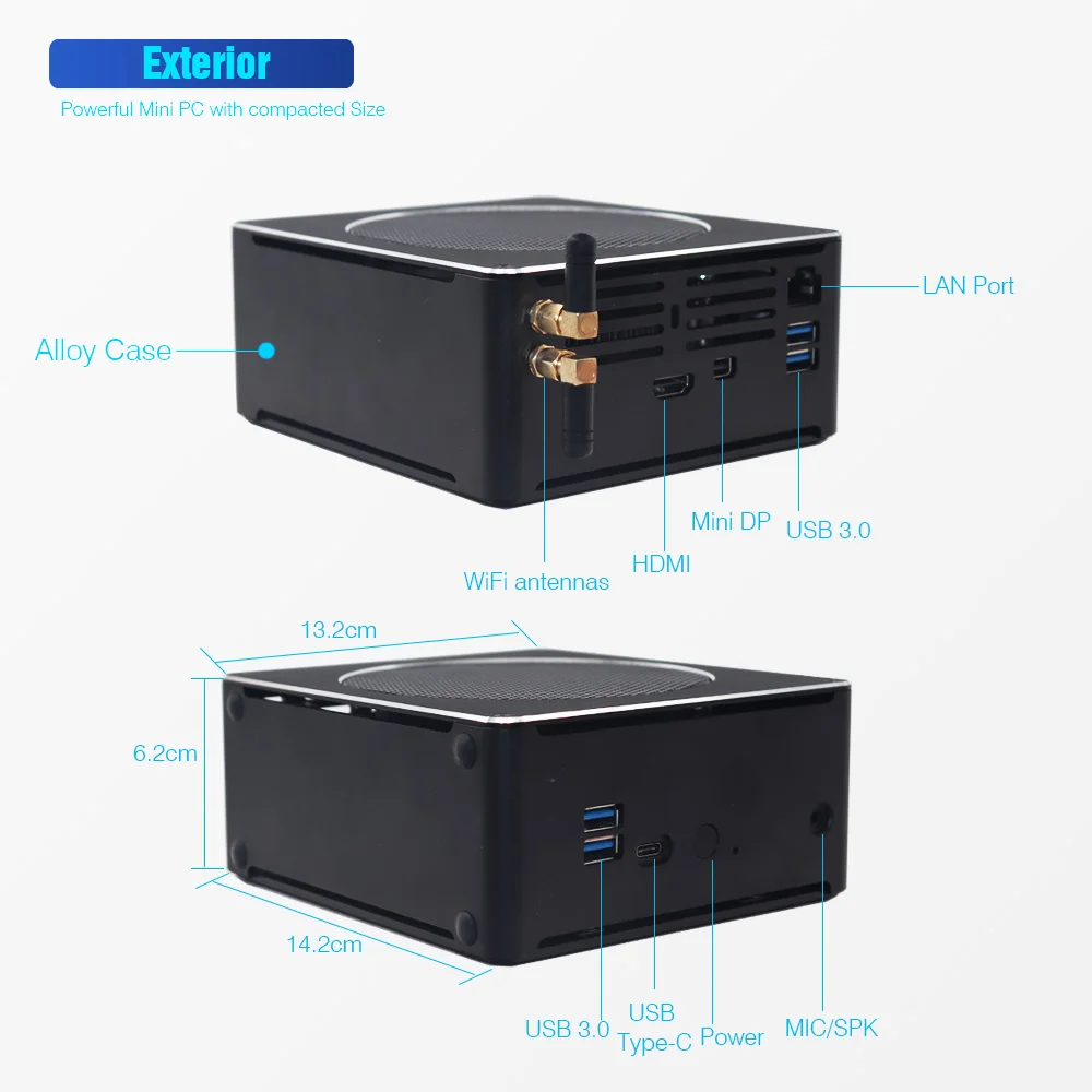 Супер мини ПК Core i9 10980HK 8950HK i7 8750H 4K HD Blu Ray Windows 10 клиент NVME SSD Настольный Linux i5 8300H