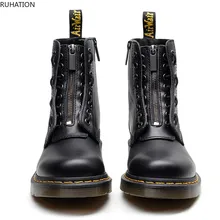 Зимние уличные модные ботинки martin; кожаные водонепроницаемые ботинки с двойной молнией спереди; нескользящие size35-48