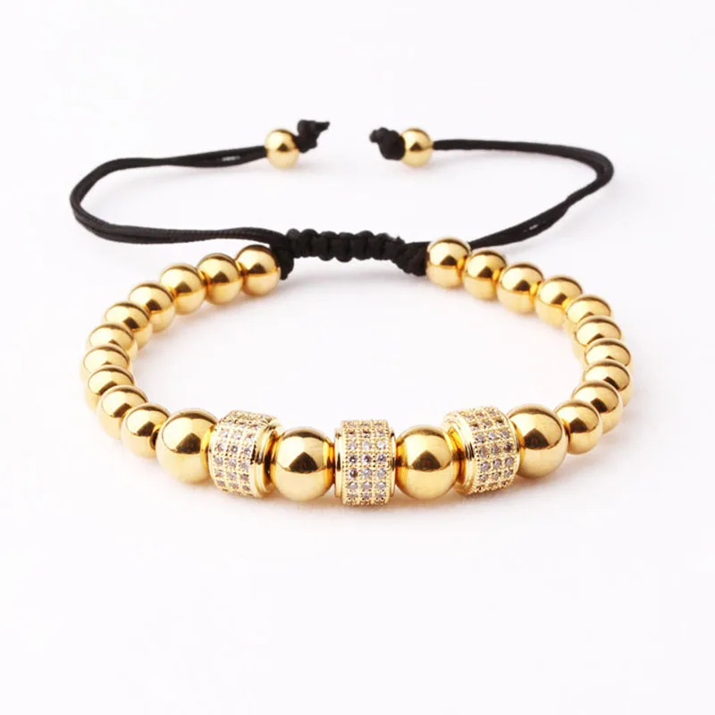 Drop Shipping High Quality Fashion Jewelry Cubic Zirconia Tube Stainless Steel Beads Macrame Bracelet Women Men - Image 2