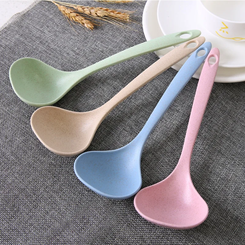 

1Pcs Wheat Straw Ladle Spoon Meal Dinner Scoops Kitchen Supplies Cooking Tool Tableware Accessories 4 Colors