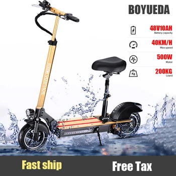 Günstige BOYUEDA 500W 48V10AH 10 Zoll Intelligente Klapp Elektrische Roller Erwachsene Pendeln Faltbare E-roller Schritt Patinete Mobilität Roller