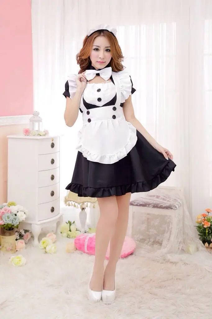 Pink Black Cute Lolita Maid Costumes French Maid Dress Girls Woman Amine Cosplay Costume Waitress Maid Party Stage Costumes Red
