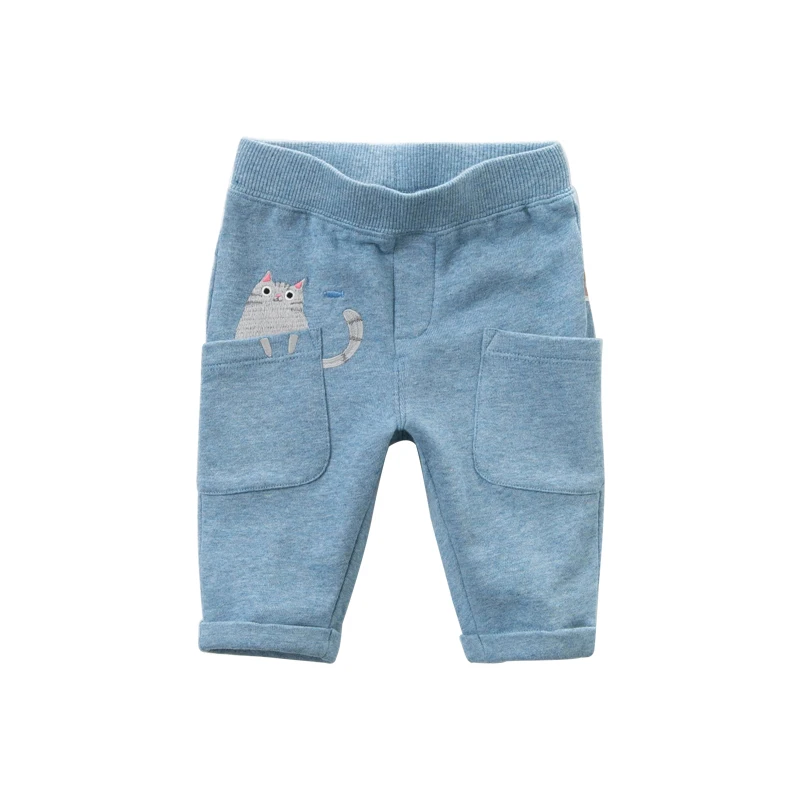 denim blue DBJ12778 dave bella/весенние Штаны унисекс для малышей; модные штаны; детские длинные штаны; милые брюки для малышей - Цвет: denim blue