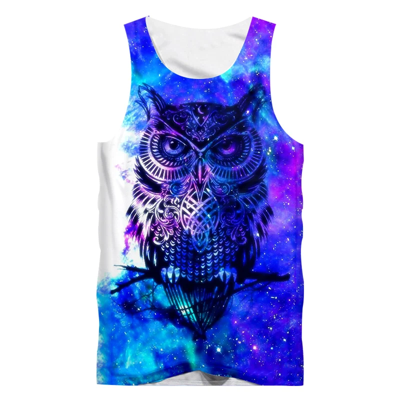 Owl Tank Tops UJWI мужские майки с крутым принтом 3d Майки Hombre хип хоп Уличная безрукавка Бодибилдинг Фитнес-майки мужские брендовые - Цвет: Owl Tank Tops