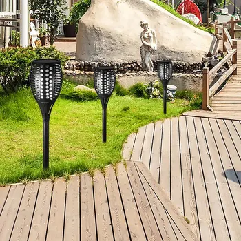 

ICOCO Outdoor 96 LED Long Life Over Charging Protection Optical Controled Dancing Flame Lighting Solar Path Torches Lights