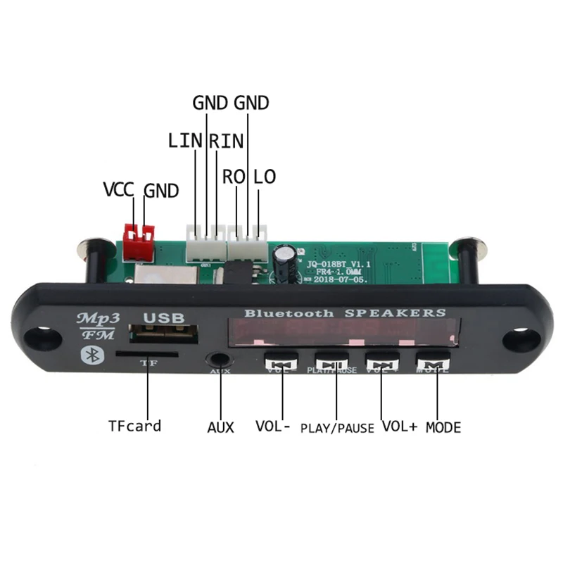 Kebidu Bluetooth динамик 5 в 12 В MP3 декодирующая плата модуль TF/SD слот для карт/USB/FM/пульт дистанционного декодирования модуль M011