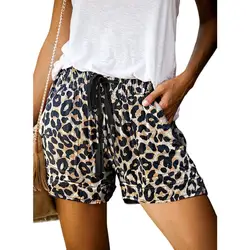Feminino casual camuflagem leopardo shorts com cordão bolsos minipants calças quentes