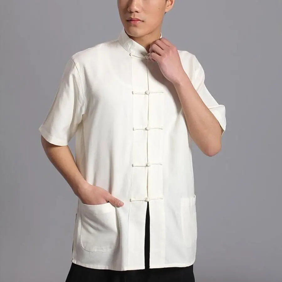 Umorden-traje Tang de algodón para hombre, camisa de uniforme de Kung Fu Chi, Blusa de manga corta, ropa tradicional de - AliExpress