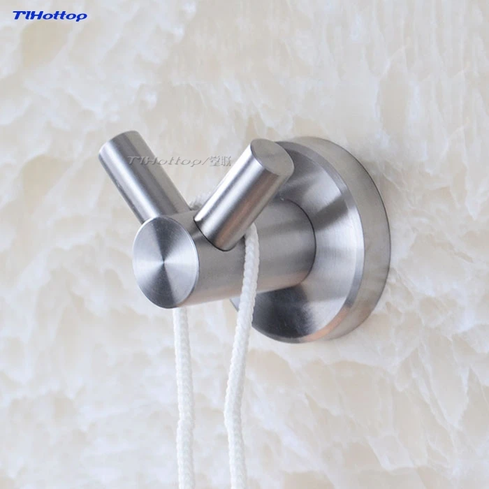 Tlhottop Modern 304 Stainless Steel Brushed Hat Hook Bathrobe Clothes Hanger Bathroom Coat Rack Bathroom Accessories YJ-7550