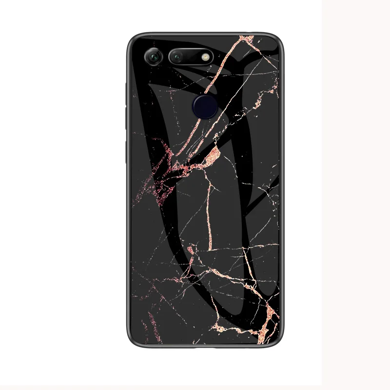 Golden Silk Black Для huawei Honor View 20 PCT-L29 чехол мраморный глянцевый закаленное стекло Мягкий Силиконовый противоударный жесткий чехол для huawei Honor V20 чехол - Цвет: Golden Silk Black
