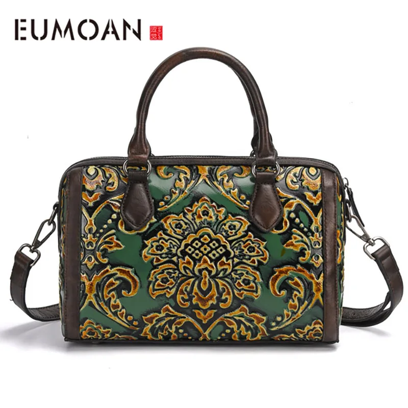 

EUMOAN Leather Lady head cowhide Pillow bag embossing Color single shoulder handheld crossbody bag retro hundred pillow bags