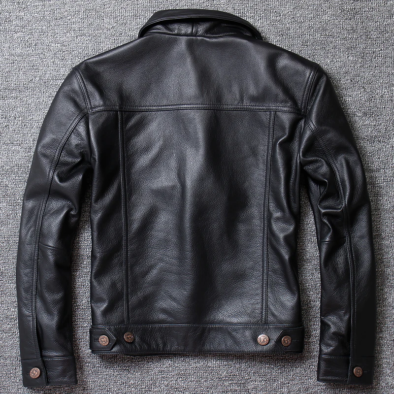 Мужская куртка из натуральной коровьей кожи, однобортное короткое пальто, Chaqueta Cuero Hombre U1213 KJ1450