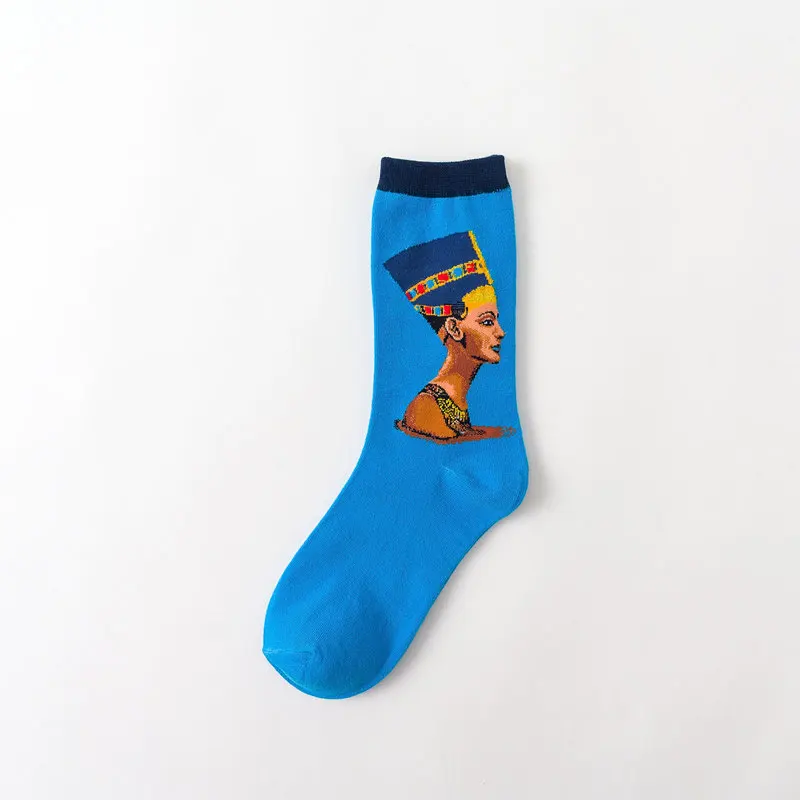 Socks 18 Носки мужские осенние зимние западные абстрактные Масляные картины мона лиза винтажные женские индивидуальные художественные носки масляные забавные счастливые носки - Цвет: Socks 18
