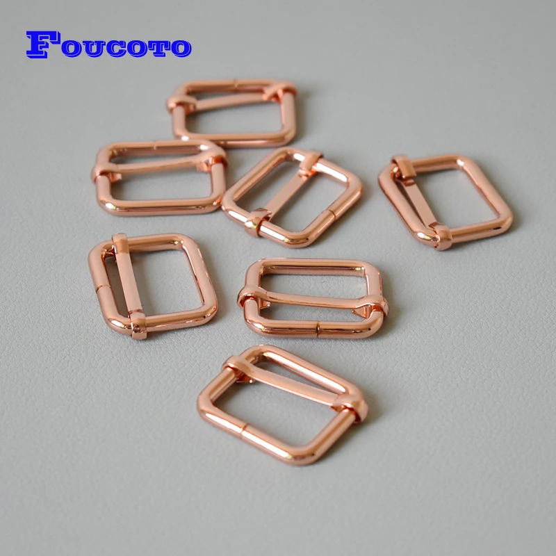 

100Pcs/Lot Rose Gold Slide Adjusters For Webbing 25mm Belt Buckles Handbag Bag Dog Collars Sewing Durable Metal Buttons