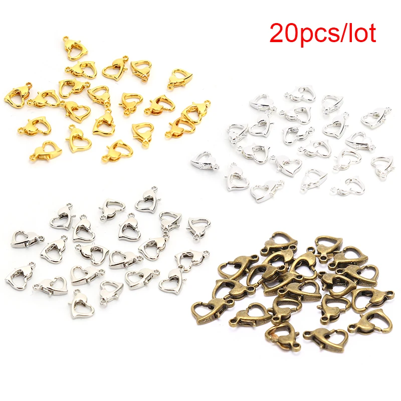 

20Pcs Classic Heart Lobster Clasp Hook Jewelry Making Findings DIY Bracelets Necklace Keychain Split Ring
