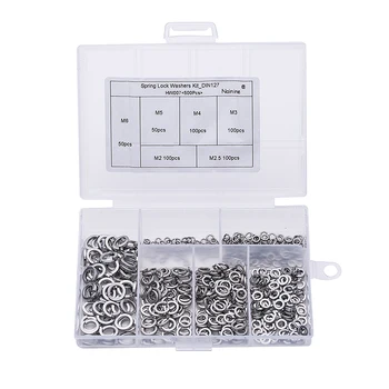 

ABSF 500 Pcs/set M2 M2.5 M3 M4 M5 M6 Stainless Steel Shells Pad Spring Lock Washer Elastic Gasket