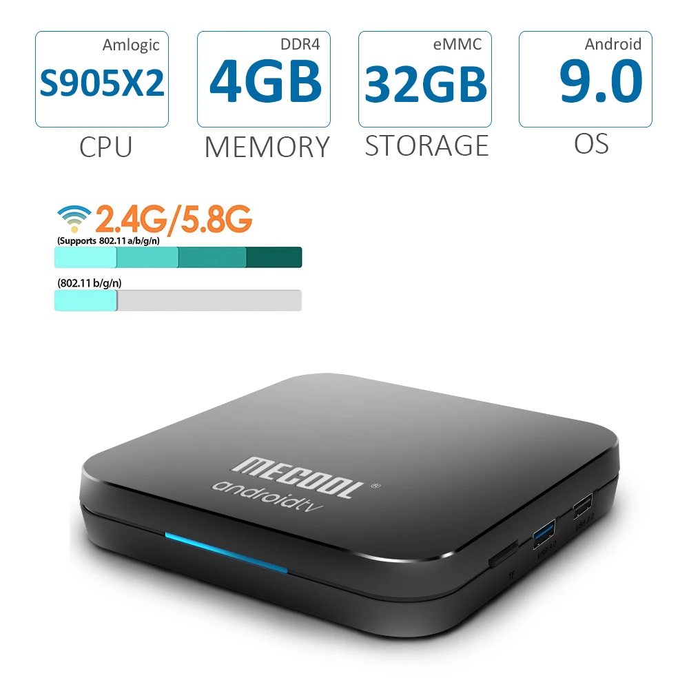 MECOOL KM9 PRO tv Box Android 9,0 Google Сертифицированный 4G DDR4 32G rom Smart tv Box Amlogic S905X2 BT4.1 2,4G/5G Wifi медиаплеер